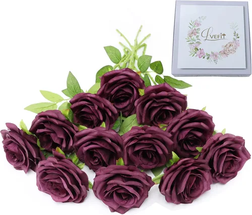 Miniatura 19 de LVEFIT 12 rosas artificiales de seda de color naranja quemado, ramo de rosas de seda de tallo largo para bodas, despedidas de soltera, fiestas