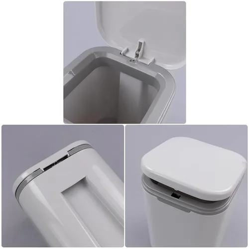 Miniatura 3 de Morcte - Cubo de basura pequeño de 0.5 galones, mini bote de basura gris para escritorio Mini papelera de escritorio, tapa de botón