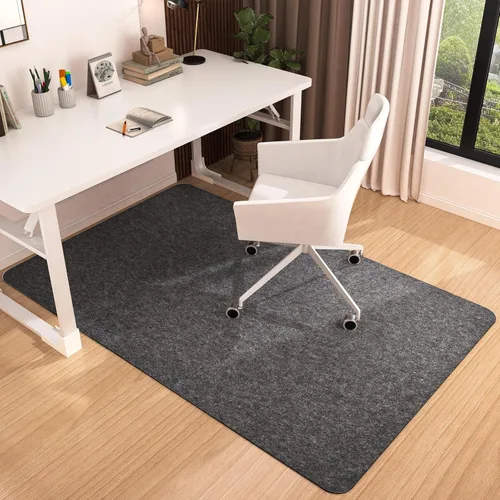 Miniatura 12 de Placoot Tapete de pana para silla de oficina, 35 x 55 pulgadas, color marrón claro, base de goma antideslizante para suelos duros, tapete