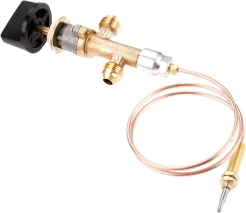 Aupoko Piezas de repuesto para fogatas de propano de baja presión, válvula de gas e interruptor con entrada y salida de 3/8 pulgadas (5/8 pulgadas