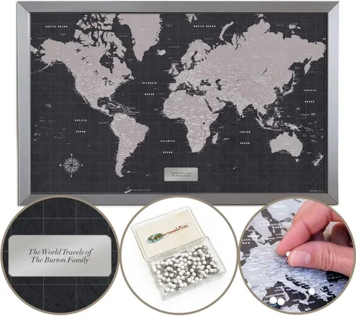 Miniatura 10 de Map Your Travels Arte de pared personalizado de viajero de Estados Unidos Marco de madera premium Arte de pared detallado de Estados Unidos