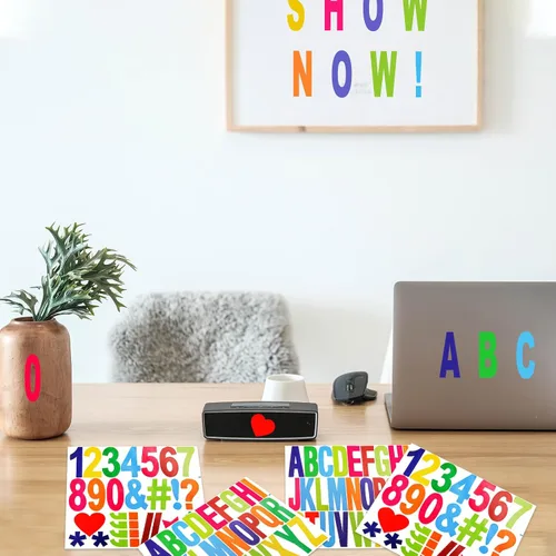 Miniatura 5 de 220 piezas/8 hojas de letras mayúsculas con símbolos, 3 pulgadas autoadhesivo en mayúsculas número del alfabeto para pósteres, tableros