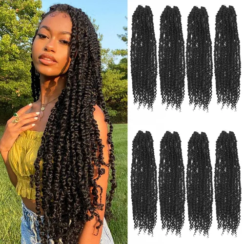 Miniatura 54 de Bileaf Cabello de Ganchillo Passion Twist Pre-retorcido de 10 Pulgadas, 8 Paquetes de Ganchillo Passion Twist, Cabello Corto Passion Twist