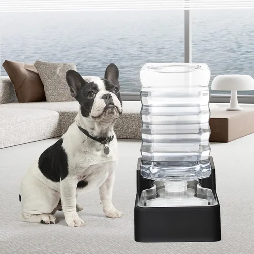 Miniatura 7 de RIZZARI Comedero automático de agua para mascotas de acero inoxidable: Dispensador automático a prueba de fugas por gravedad de 8.5L en color negro