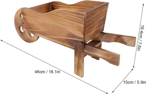 Miniatura 4 de Maceta de madera para carrito, macetas suculentas de carretilla, maceta de carro, macetas decorativas con forma de carrito para decoración