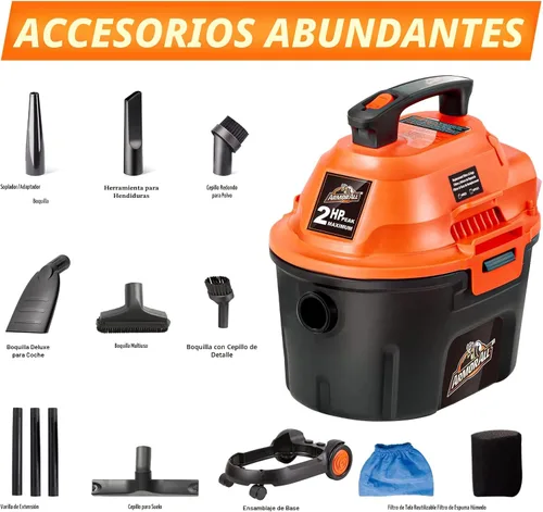 Miniatura 4 de Armor All AA255W Aspiradora utilitaria húmeda/seca de 2.5 galones, 2.5 galones, 120 voltios (CA), naranja/negro