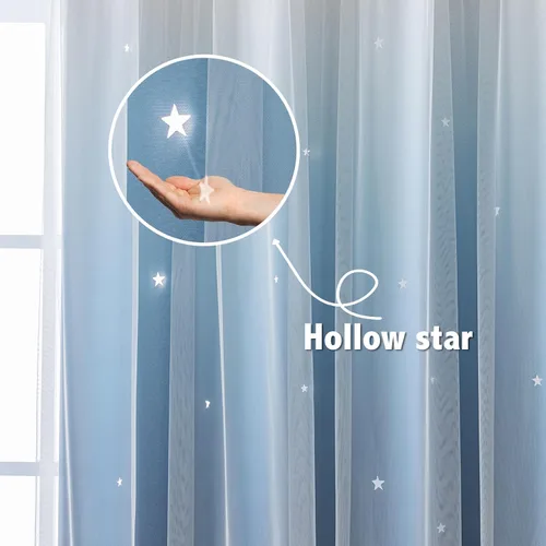 Miniatura 5 de Cortinas opacas con estrellas de Anytime para habitaciones de niñas, cortina de princesa para habitación de hija, ventana de dormitorio