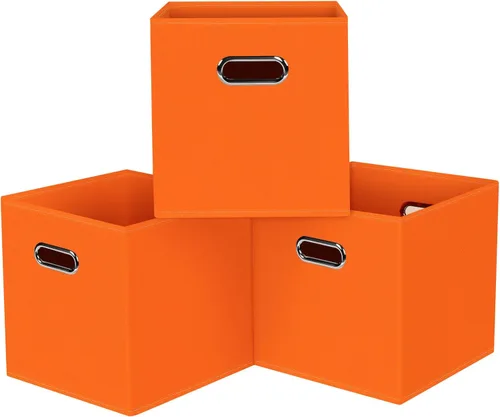 Miniatura 12 de Cubos de Almacenamiento Plegables Negros, Cajas de Almacenamiento de Tela, Organizadores de Cubos con Asas Duales para Organizador del Hogar, Juego
