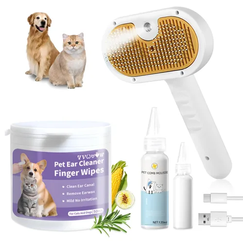 Miniatura 11 de Cepillo de vapor para mascotas para perros y gatos – Peine de depilación en aerosol 3 en 1 para quitar pelo y aseo, suaviza la piel y reduce