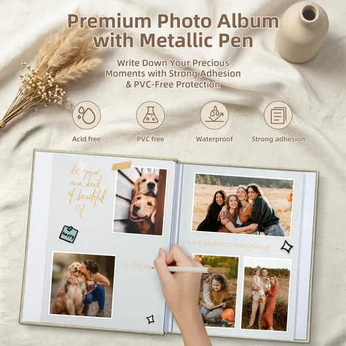Miniatura 4 de popotop Álbum de fotos autoadhesivo con ventana de visualización de imágenes, kit de suministros de bricolaje para álbum de recortes de 40 páginas