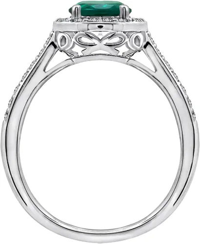 Miniatura 2 de Tienda Collection Platinum or Gold Plated Sterling Silver Round Halo Ring Made with Infinite Elements Zirconia