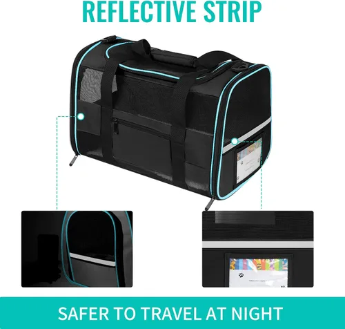 Miniatura 3 de Transportín para Gatos Transportín para Mascotas Aprobado por Aerolíneas para Perros Pequeños Gatos Cachorros Plegable de Lados Suaves Bolsa de Negro