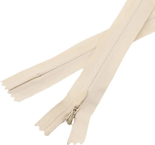 Leekayer 3# Cremallera invisible de 4 pulgadas para bricolaje, costura de sastre, manualidades, 10 cm, cremalleras de nailon beige, extremo cerrado,