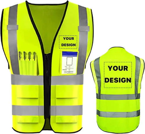 Miniatura 19 de Chaleco de seguridad de alta visibilidad reflectante, personaliza tu logotipo, ropa de trabajo de seguridad con tiras reflectantes y bolsillos A