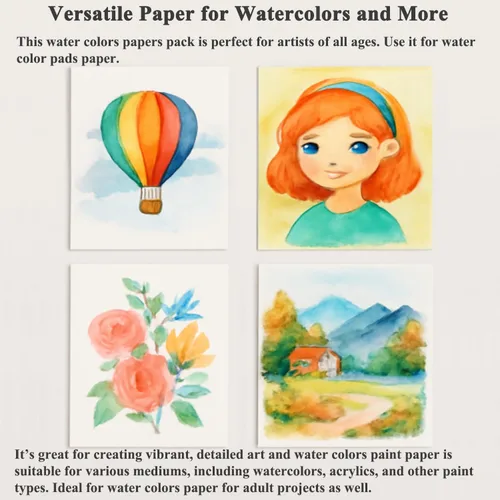Miniatura 5 de SuFly Bloc de papel de acuarela de 5 x 7 pulgadas, 64 hojas de papel de acuarela de prensa en frío de 140 libras, papel de pintura de acuarela