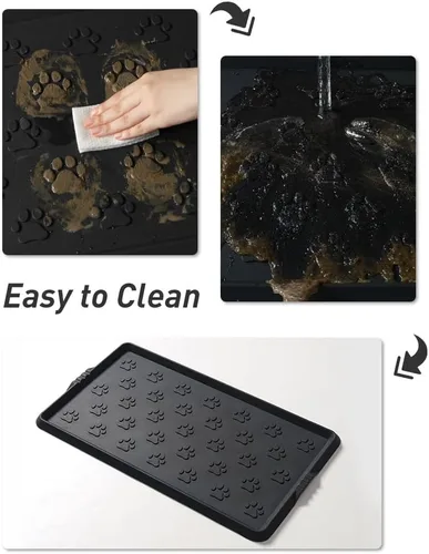 Miniatura 4 de SUPENUIN Bandeja de botas con patrón de patas para entrada, alfombrillas de goma impermeables para perros, bandeja multiusos para entrada