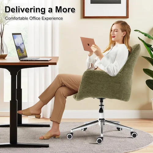 Miniatura 7 de Silla de escritorio para oficina en casa, silla ergonómica giratoria para computadora con ruedas giratorias, altura ajustable, sillón tapizado