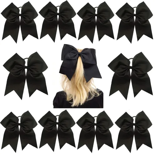 Miniatura 15 de Kenz Laurenz Lazos grandes para el pelo de 7 pulgadas, accesorios clásicos grandes para adolescentes, mujeres y niñas, animadoras de sóftbol