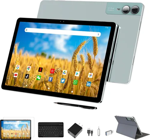2026 Gemini AI - Tablet Android de 11 pulgadas 2000 x 1200 pantalla 2K 2 en 1, tabletas T616, 18 GB de RAM+128 GB ROM+1 TB expandir, cámara de Verde