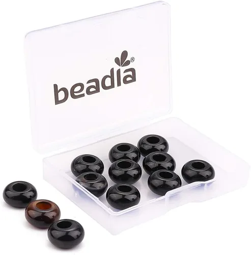 Miniatura 9 de BEADIA Cuentas de jade amarillo natural rondelle con orificio grande (5.5mm) cuentas sueltas semipreciosas para hacer joyas 0.55x0.295 pulgadas 12