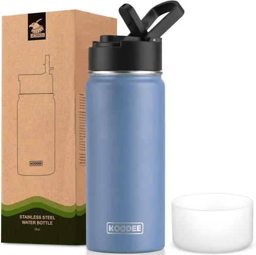 Miniatura 119 de koodee Insulated Water Bottle, 32 oz Stainless Steel Double Wall Vacuum Wide Mouth Sport Bottle with Leakproof Spout Lid (Navy)