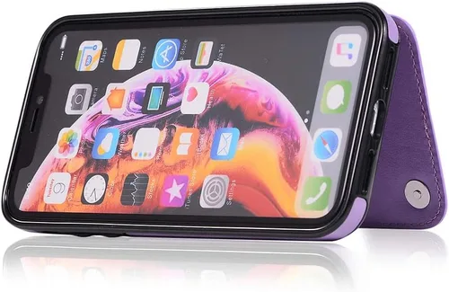 Miniatura 6 de Asuwish Funda para iPhone XR con protector de pantalla de vidrio templado, funda de cuero con soporte para tarjetas, doble cierre magnético y funda