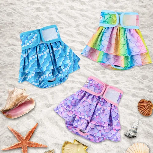 Miniatura 3 de Pañales para perros hembra (paquete de 3), pañales reutilizables para mascotas para perras, lavables, falda de pañal para perros en celo, período