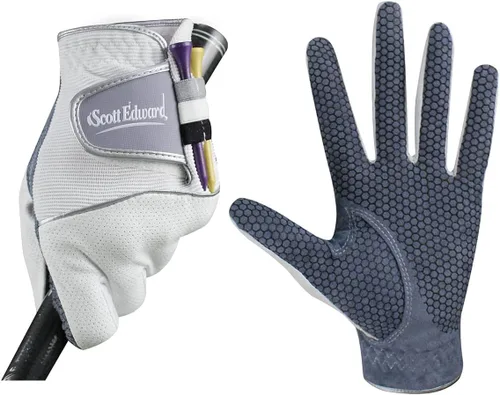 Scott Edward Guante de golf para hombre, antideslizante, transpirable, suave, lavable, para usar en la mano izquierda, palma azul oscuro Negro