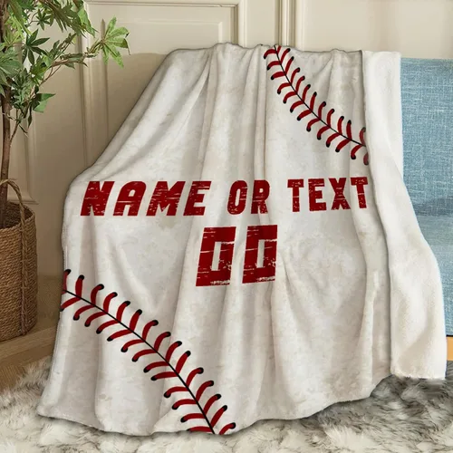 Miniatura 24 de Manta personalizada de béisbol para sofá, manta personalizada con nombre, manta ligera de felpa mullida de 60 x 50 pulgadas, para adolescentes
