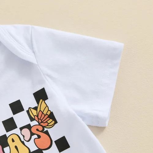 Miniatura 139 de Sejardin Ropa de verano para bebé y niña, recién nacida, manga corta, con letras, mameluco elástico con diadema