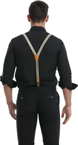 Miniatura 5 de MENDENG Tirantes ajustables para hombre clips de metal de bronce con cuero