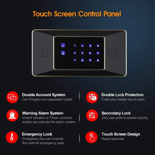 Miniatura 2 de TIGERKING Caja fuerte de seguridad resistente de 2.05 pies cúbicos para el hogar, bloqueo digital para pantalla táctil, antirrobo, estantes Blanco