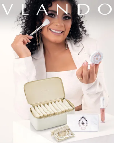 Miniatura 7 de Vlando Joyero, bolsas de almacenamiento de viaje, decoración moderna, caja de joyería de piel sintética para 12 bolsas de terciopelo transparente