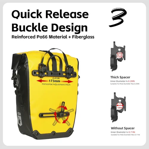 Miniatura 5 de Bolsa para Bicicleta Rhinowalk Bolsa de Alforja Impermeable para Bicicleta para Portaequipaje de Bicicleta Bolsa de Sillín de Bicicleta Bolsa