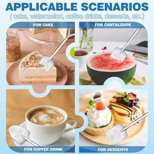 Miniatura 6 de Juego de 2 palas para helado - Regalo divertido y amoroso (regalo de cumpleaños/vacaciones para familiares y amigos), cucharas de postre de acero