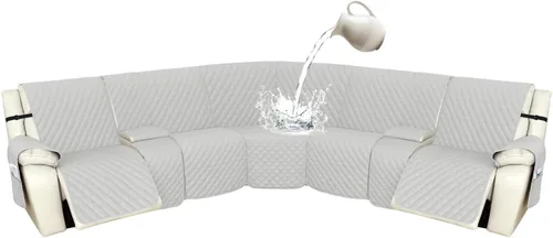 Miniatura 96 de Arfntevss Fundas de sofá modular reclinable, 100% impermeable, en forma de L, para sillón reclinable en forma de L, funda seccional lavable