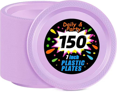 Miniatura 13 de WELLIFE Platos de postre negros de 7 pulgadas, 150 unidades, platos de postre de plástico desechables para fiestas, pasteles, aperitivos, ensaladas