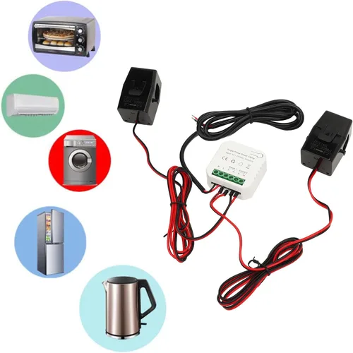 Miniatura 9 de Monitor de energía inteligente 2x120A CT Abrazaderas Sensores Medidor de potencia monofásico para Tuya Monitoreo en tiempo real Seguimiento de uso