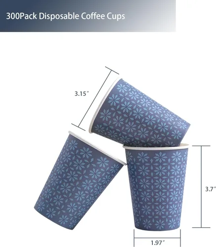 Miniatura 2 de Clawsoff Paquete de 300 Vasos de Papel de 8 oz, Vasos Desechables para Bebidas Calientes/Frías, Vasos de Café de Papel de 8 OZ, Vasos de Café