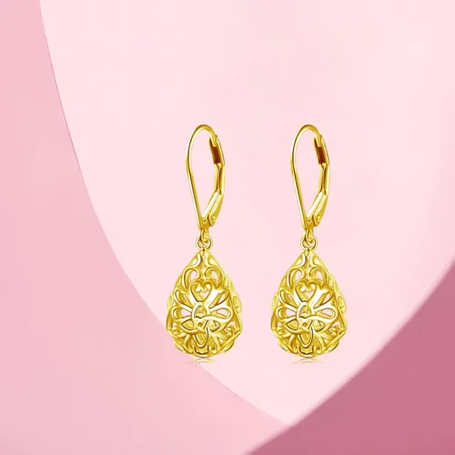Miniatura 37 de Aretes colgantes de filigrana de plata de ley 925, margarita, loto, flor de rosa, piedra lunar, lágrima para mujer, nudo celta infinito, margarita