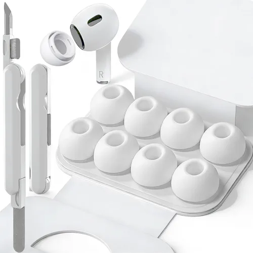 Miniatura 9 de SIXFU 4 tamaños de repuesto de puntas de oreja compatibles con AirPod Pro y AirPods Pro 2 con caja de almacenamiento portátil y kit de limpieza