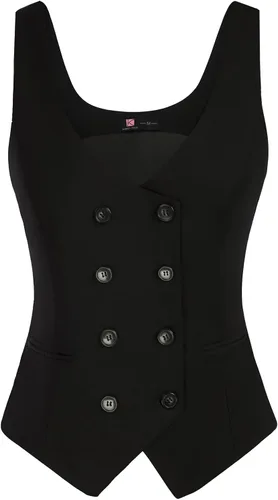 KANCY KOLE Chalecos de moda con doble botonadura para mujer, chaleco elegante, casual, versátil, chaleco vintage con botones, tallas S-XXL