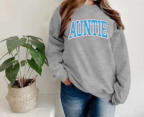 Miniatura 4 de Sudadera de manga larga con cuello redondo para mujer con estampado de letras de tía