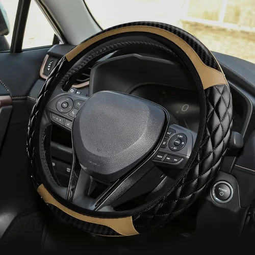 Funda para volante de automóvil, funda protectora de cuero elástico de 15 pulgadas, funda antideslizante y cómoda para manillar, accesorios para