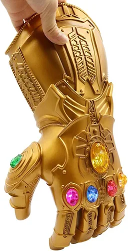 Miniatura 5 de Thanos - Guantelete infinito guantes Thanos de PVC con luz LED regalo para Navidad fiesta de carnaval para adultos dorado talla XL