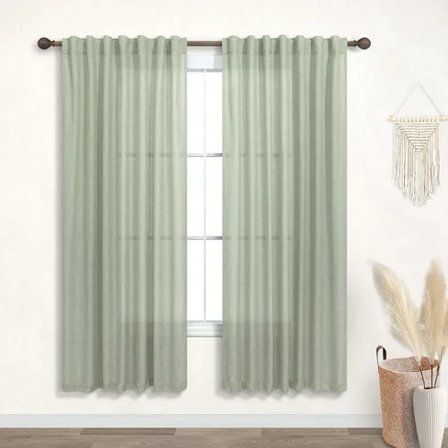 Miniatura 30 de KOUFALL Cortinas de lino azul marino de 84 pulgadas de largo, cortinas transparentes azul oscuro para sala de estar y dormitorio, medianoche