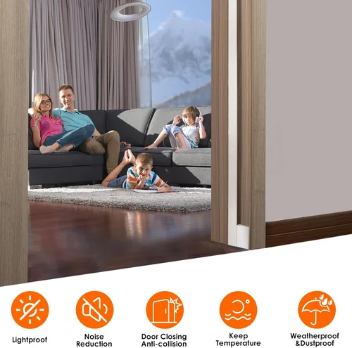 Miniatura 7 de Burletes Kerf para Puerta para Espacios Grandes, Tira de Sellado para Puerta Exterior Delantera, (Blanco, 20 Pies)
