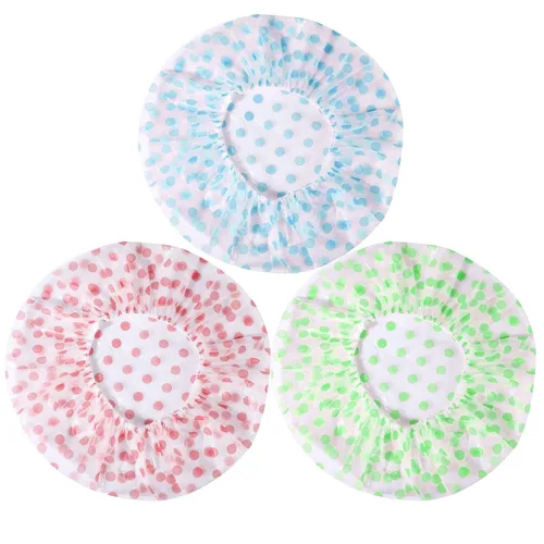 Miniatura 9 de Gorro de ducha, 3 unidades, impermeable, reutilizable, gorro de baño para mujeres, hombres y niños