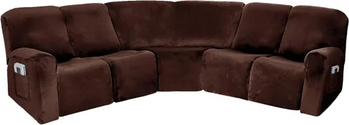 Miniatura 8 de cjc Fundas de terciopelo para sofá modular, funda reversible en forma de L, protector de sofá reclinable para sala de estar