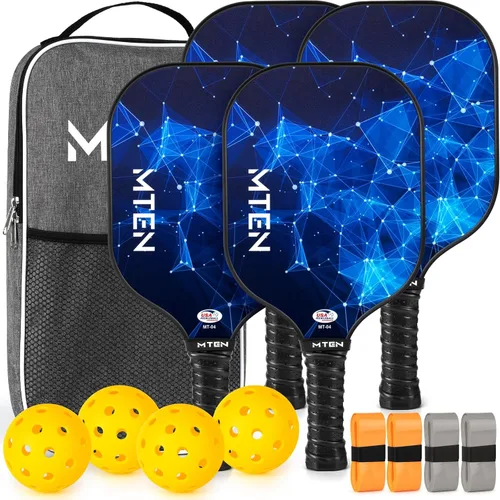 Pickleball Paddles Set of 2 or 4, or Single Paddle – USAPA Approved Fiberglass Surface Pickleball Rackets Set for Men & Women azul (blue*4)